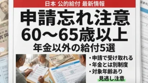 【申請忘れでチャンス逃し】60-65歳以上限定！年金外の公的給付5選をチェックリストで解説